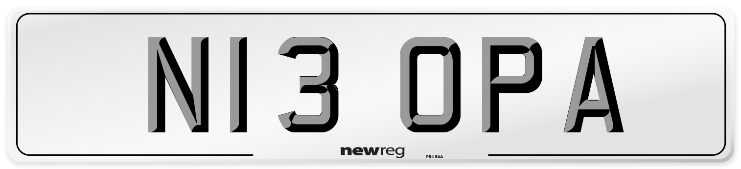 N13 OPA Number Plate from New Reg